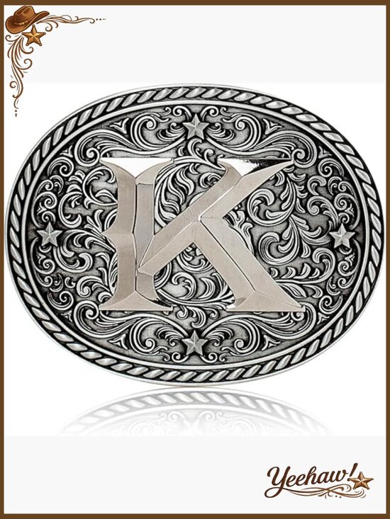 Vintage Initial Cowboy Belt Buckle - 3.75\
